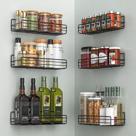 Organizador de Especias para Montar en Pared Moforoco 6 Piezas Negro
