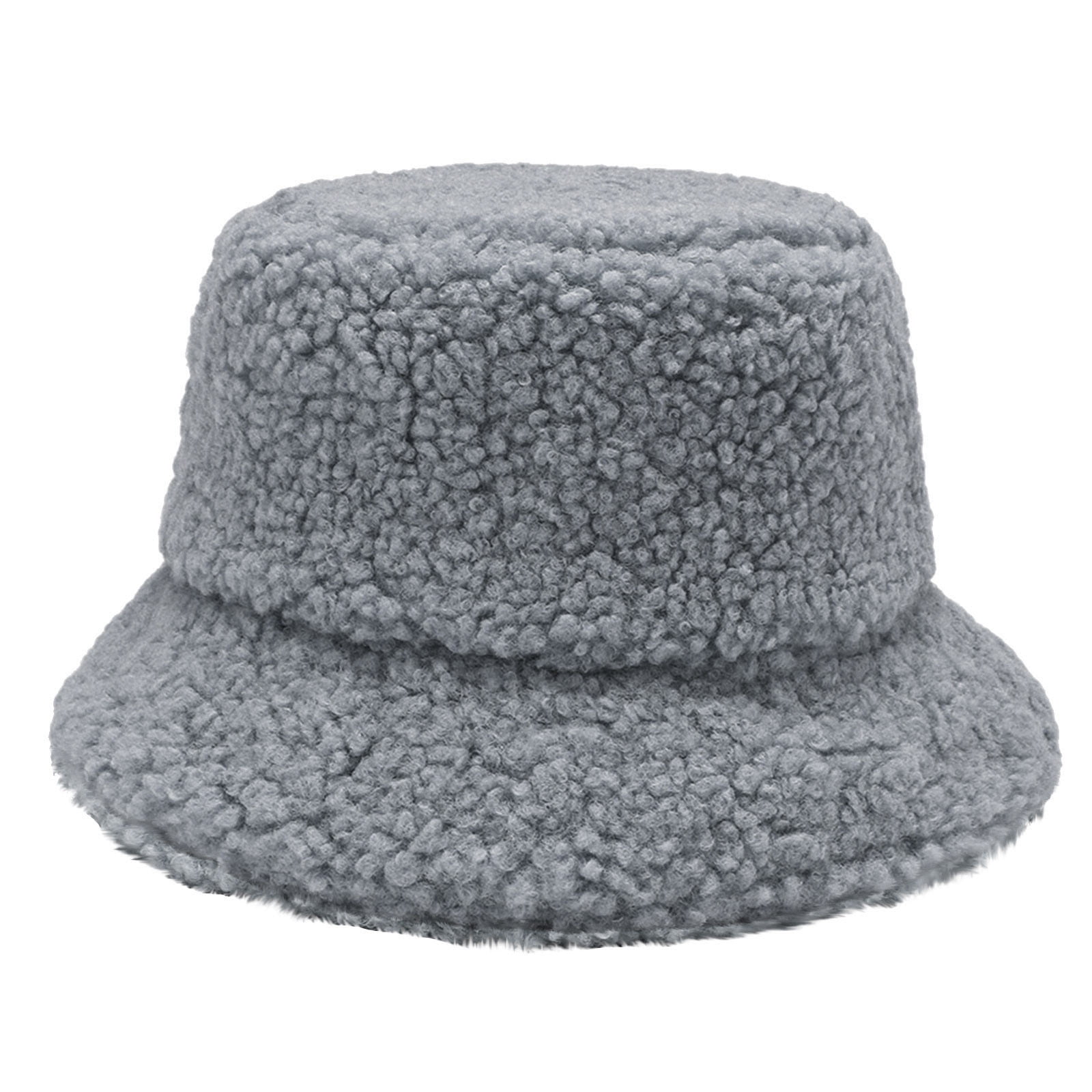 Yaoping Women Bucket Hat, Winter Lambs Wool Fisherman Hat Reversible Cute  Warm Basin Hat Teddy Style Cap