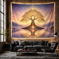 thumbnail image 6 of Glowing Tree on Island with Lake and Mountains Under Starry Sky, Mystical Fantasy for Nature Lovers, Mystical Wall Art Decor, Housewarming Gift, Tapestry Wall Hanging for Living Room and Bedroom, 6 of 7