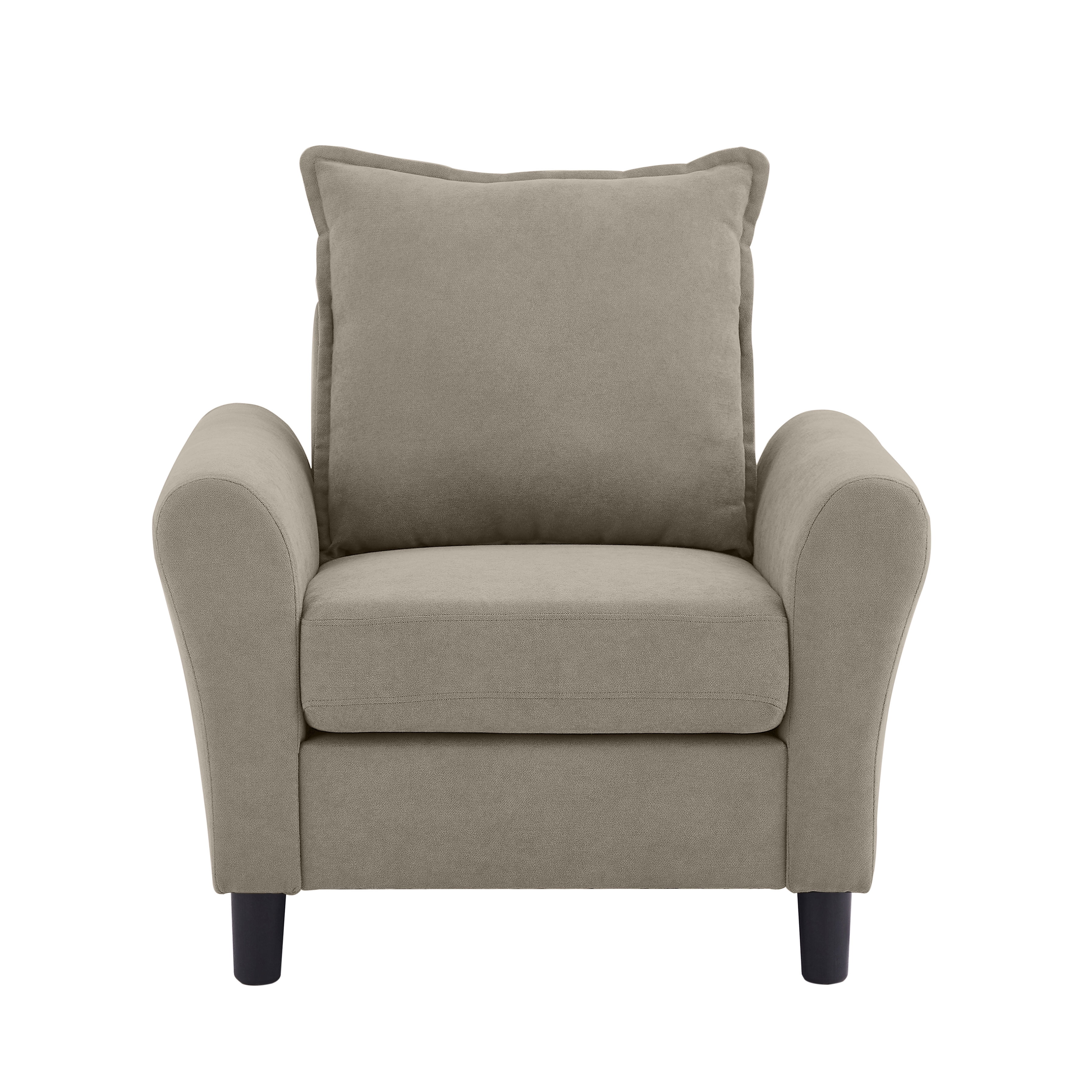 Pingliang Home Linen Fabric Accent Chairs, Mid Century Modern Armchair, Upholstered Comfy Single Sofa 1 Seat Sofa for Living Room, Apartment, Bedroom,Small Space Studio Office,Beige