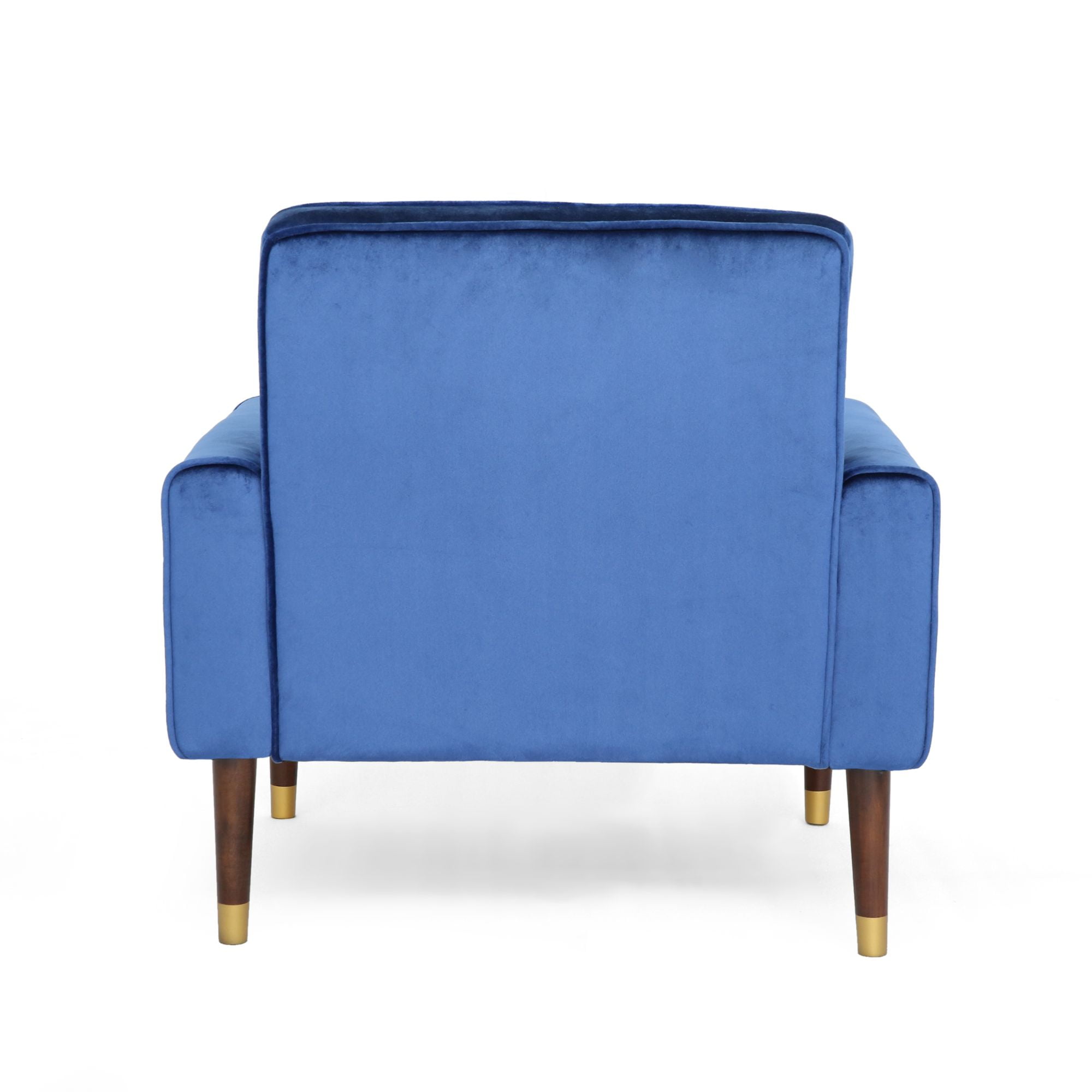 Noble House Nelson Navy Blue and Espresso Brown FabricTufted Club Chair
