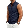 thumbnail image 5 of Men's Solid Color Golf Vest, Stand Collar Full Zip Sleeveless Jacket with Zipper Pockets, Lightweight Casual Golf & Outdoor Vest Size 4XL Navy, 5 of 8