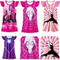 thumbnail image 2 of Vestido de Spidermans para niños y niñas, disfraz de Gwen, manga corta, con volantes, color rosa y morado, ideal para regalo de cumpleaños, 2 of 3