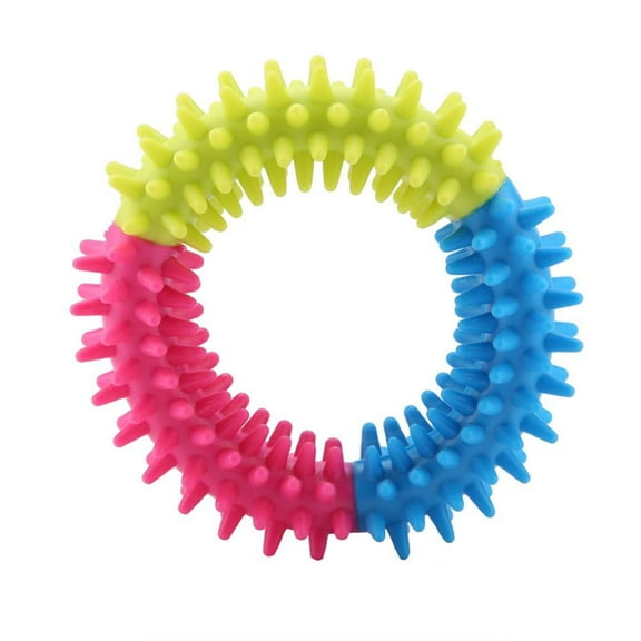 Tricolor Dog Chew Toy Cute Ring Shape Chew Toys Teeth Cleaning Toys Rubber Dog Chew Toy Exercises Teeth Jaws Puppies Dog Teething Toys for Pets Dogs Puppy Relieve Itching
