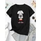 thumbnail image 2 of Camiseta para mujer con Cuello de veranoCreative Mascot Pattern Printed Women'S Trendy Round Neck Short Sleeve, Simple Casual Sports T-Shirt, Comfortable Summer Top for Holidays.Father's Day, Mother, 2 of 7