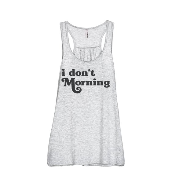 I Don't Morning Women's Fashion Sleeveless Flowy Racerback Workout Yoga Tank Top Sport Grey Small