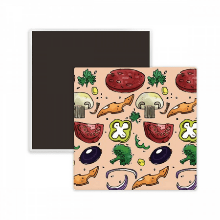 

Pizza Tomato Foods Peppers Onion Square Ceracs Fridge Magnet Keepsake Memento
