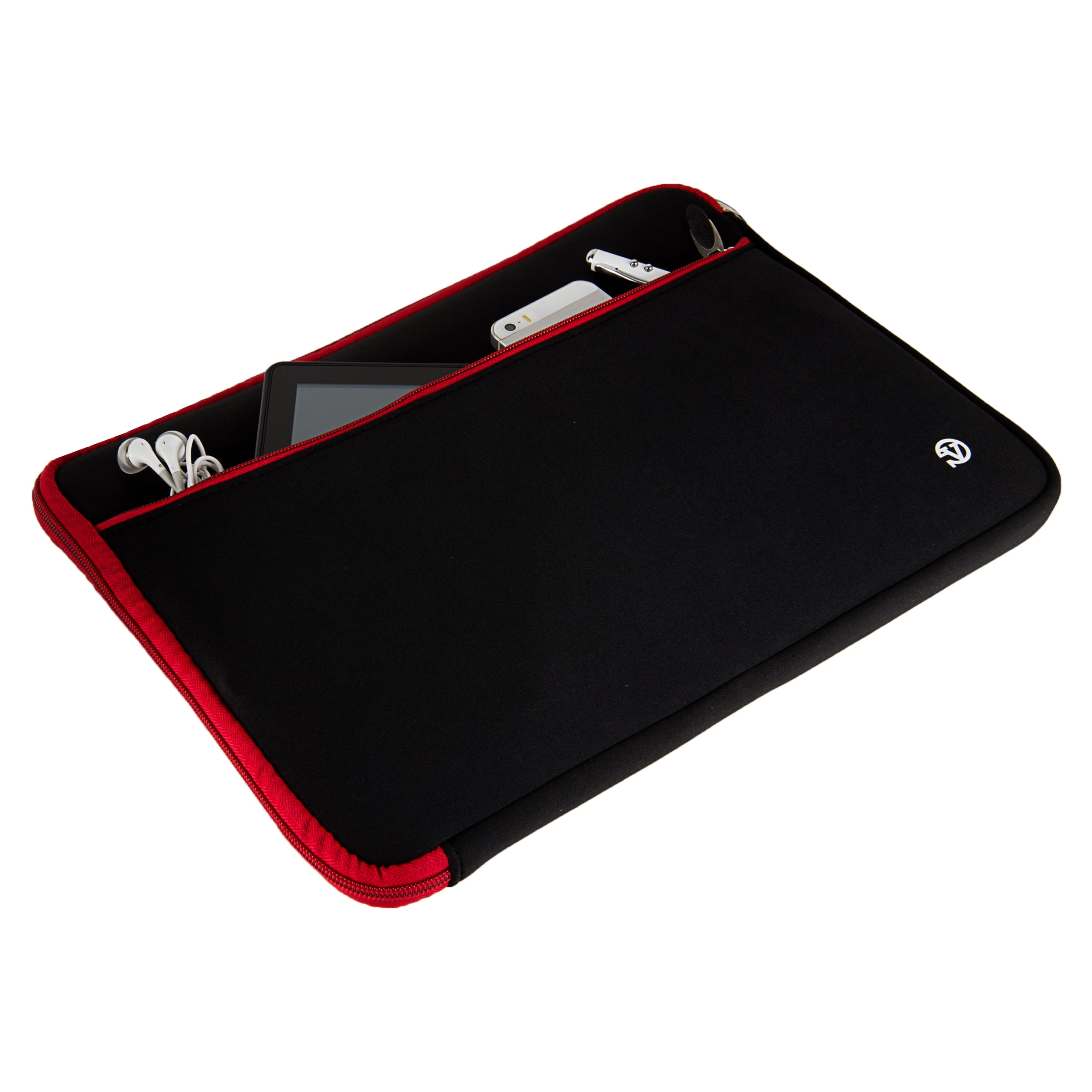 Black & Red Neoprene Laptop Sleeve 14 Inch – Slim Lightweight Protective Case with Zipper, Travel Notebook Cover for MacBook, Dell, HP, Lenovo