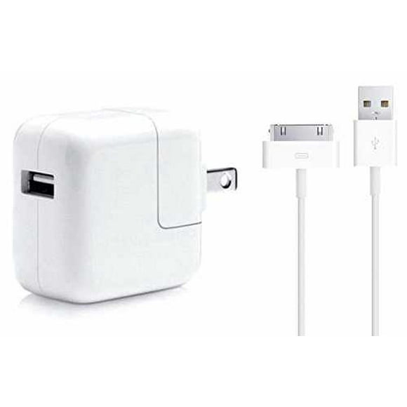 10W USB Power Wall Plug Charger Adapter + 3.3Ft 30 Pin USB Data Cable Cord Compatible for iPad 1 2 3, iPod, iPhone 3G 3GS 4G 4S