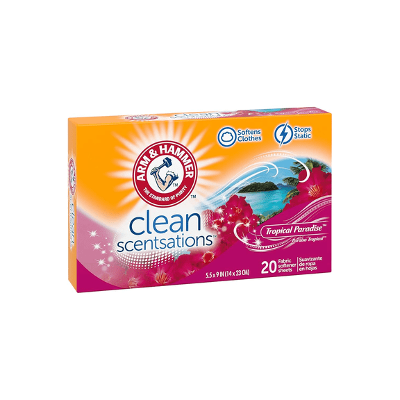 Arm & Hammer Clean Scentsations Dryer Sheets, Tropical Paradise, 20 Count, 1 Pack
