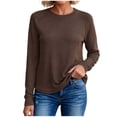 thumbnail image 2 of Kcavykas Womens Tops Waffle Knit Women's Blouses Crew Neck Raglan Long Sleeve Loose Casual Top for Daily, 2 of 8