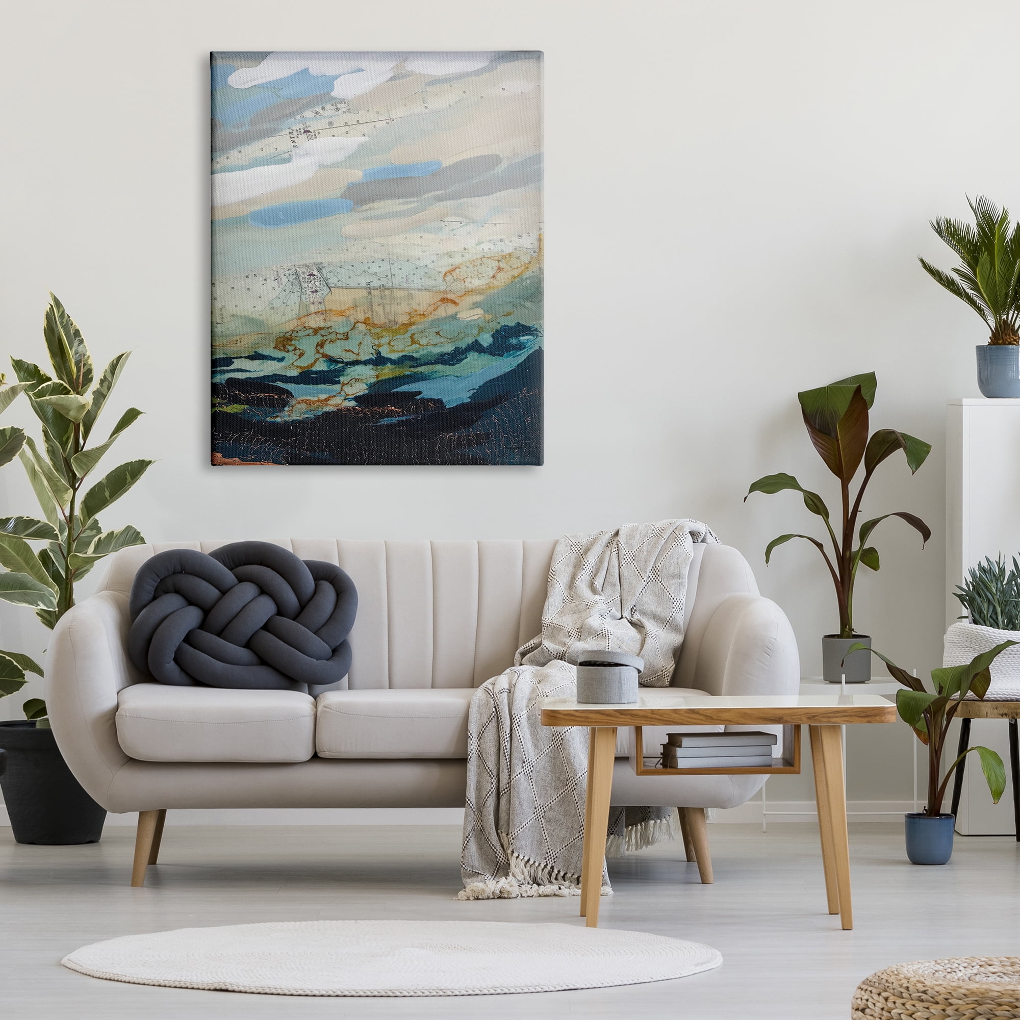 Stupell Industries Nautical Landscape Abstract Ocean Layered Map Collage Painting Gallery Wrapped Canvas Print Wall Art, Design by Stacy Gresell