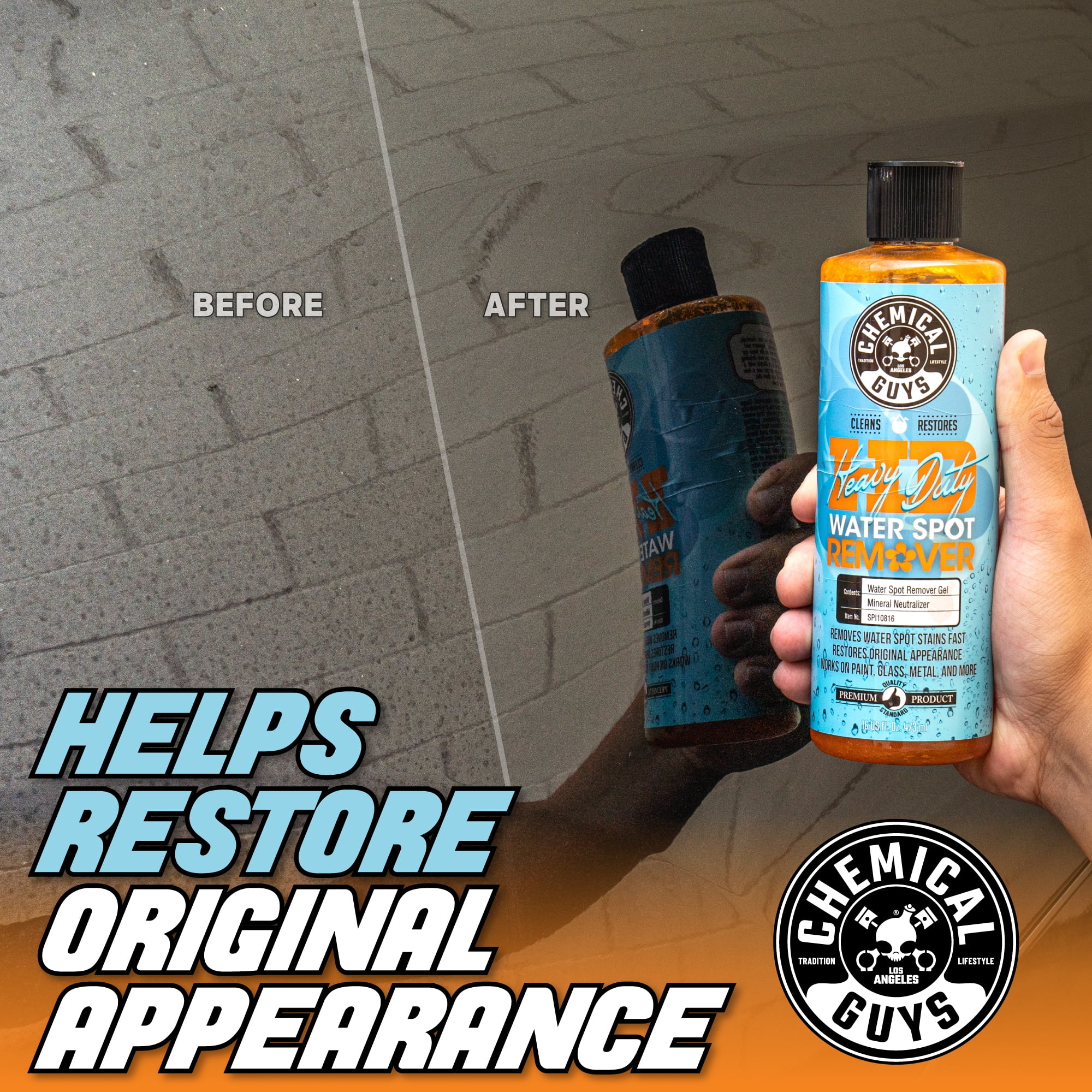 PSA: Heavy Duty Water Spot Remover Gel is now back in stock! ⁣🔵 ⁣⁣ Say  goodbye to those water spots with Heavy Duty Water Spot Remover Gel!  This, By Chemical Guys