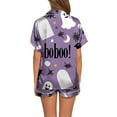 thumbnail image 3 of Halloween Pjs Women 2 Pcs Satin Pajamas For Women Halloween Printed Womens Shorts Pajama Set Button Up Lounge Sets For Women Womens Nighties, 3 of 6