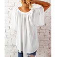 thumbnail image 3 of Top de gasa fluido para mujer, informal, con cuello en V, escote plisado, suelto, media manga, para verano, 3 of 5