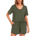 thumbnail image 1 of Pijamas de verano para mujer, conjunto de salón de dos piezas con cierre de cordón y cintura elástica de manga corta, 1 of 2
