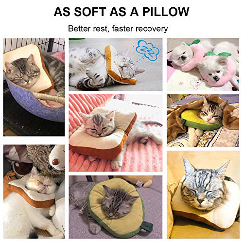 Cute Toast Neck Cone After Surgery Wound Healing Protective Cone Bread Surgery Recovery Elizabethan Collars Amakunft Adjustable Cat E-Collar Soft Edge for Kitten and Cats 