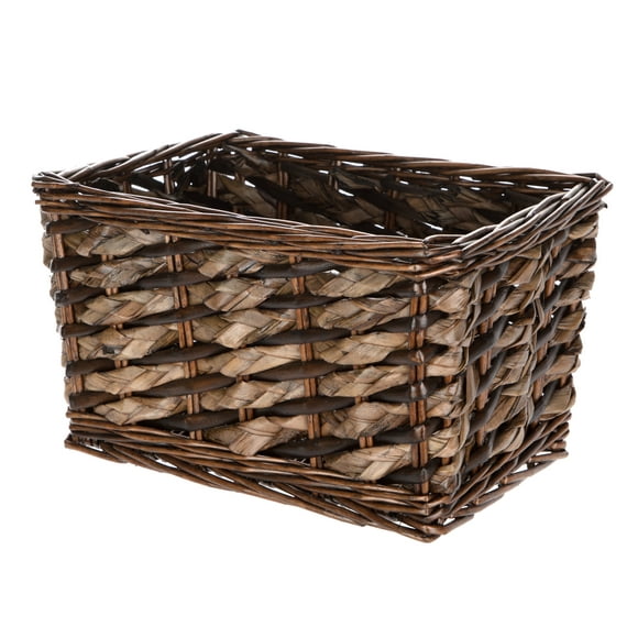 Mainstays Brown Rectangle Willow & Rush Basket