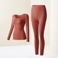 thumbnail image 2 of ibiyuan Thermal Underwear for Women Lined Long Johns Base Layer Thermals Top and Bottom Set Cold Weather,Watermelon Red, 2 of 4