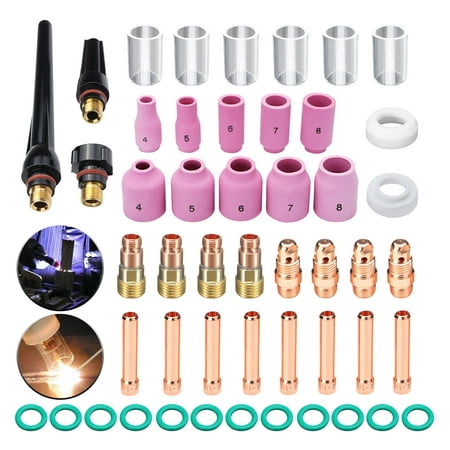 49PCS TIG Welding Torch Stubby Gas Lens #10 Pyrex Glass Cup Kit For (Best Tig For Aluminum)