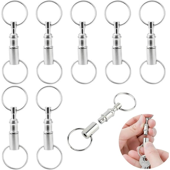 8 PACK Quick Release Detachable Pull Apart Key Rings Keychains Key Clip Connector,Double Spring Split Snap Seperate Chain Lock Holder
