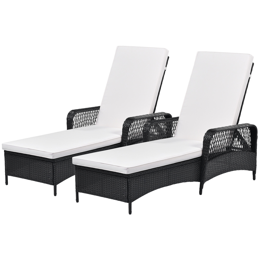 Chaise Lounge Chair, 2Pcs Patio Chaise Lounge Chairs Furniture Set with Armrest and Adjustable Back, All-Weather PE Rattan Reclining Lounge Chair for Beach, Backyard, Porch, Garden, Pool, LLL1550 - image 4 of 10