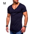 thumbnail image 2 of Sonducket Camiseta de algodón para hombre, camiseta de verano de manga corta lavable con cuello en V, camiseta adelgazante de Color sólido para Camisetas Azul oscuro METRO, 2 of 4