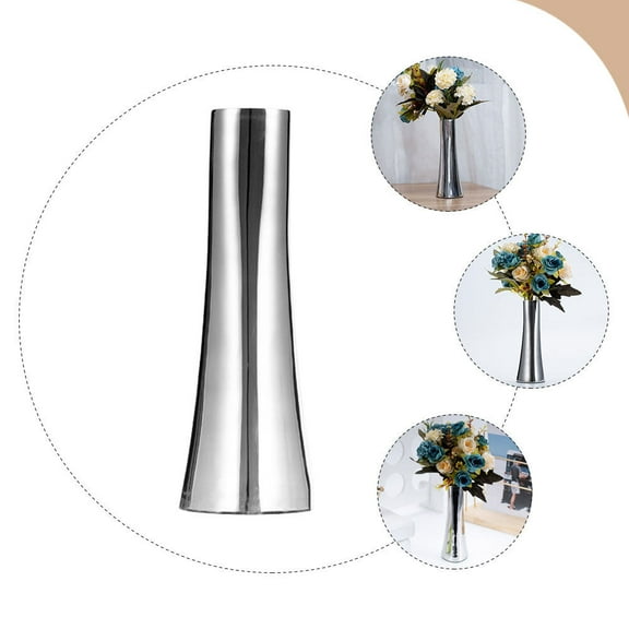 HEATSHAKING Stainless Steel Flower Vase Silver 1Set 6.7X2.4X2.4In