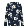 thumbnail image 4 of Fznquz Floral Ladies Tops and Blouses Long Sleeve Fall Winter Blue Tees Casual V Neck Y2k Women's Tee Shirts, 4 of 5