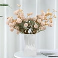 thumbnail image 6 of Faux Kiku Flower White - 10 Stems & 18 Eucalyptus Stems(2 Branches), Small Mini Chrysanthemum Flowers, Artificial Pom Pom Balls for Aesthetic Room Decor, Floral Arrangements Centerpiece(No Vase), 6 of 9