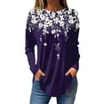 thumbnail image 2 of Purple Womens Tops Womens Blouses Dressy Casual Fall Hippie Tshirts Shirts Long Sleeve Cute Tops Floral Tunics Tops Crew Neck Sweatshirts Shirts for Women, 2 of 5