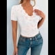 thumbnail image 5 of Tops Cortos de Encaje de Corta con Cuello en V para Mujer, Camiseta de Transparente de Corte Entallado, Atuendo de Verano Y2K XXL, 5 of 6