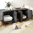 thumbnail image 5 of Cabinet Cat Litter Box Enclosure Black Color Large Capacity Double Magnetic Door Design Litter Box Furniture Enclosure Cabin with Scratching Pad, 5 of 7