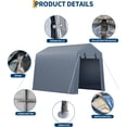 thumbnail image 2 of Abri pour Moto 6 X 8 Pi, Cadre en Acier Robuste, Housse PE Résistante aux Intempéries, Remise de Rangement Portable pour Vélo avec Toit en Pente pour Protection Extérieure, Gris, 2 of 8