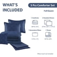 thumbnail image 4 of Mainstays 5-Piece Reversible Comforter Set Navy Cross Stitch Bedding with Decor Pillow and Throw, Full/Queen, 4 of 9