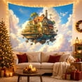 thumbnail image 3 of Clock Faces Gears with Level Floating House Perched, Mystical Fantasy for Space Lovers, Galaxy Room Decor, Mother'S Day Gift, Tapestry Wall Hanging for Bedroom and Dorm, 3 of 7