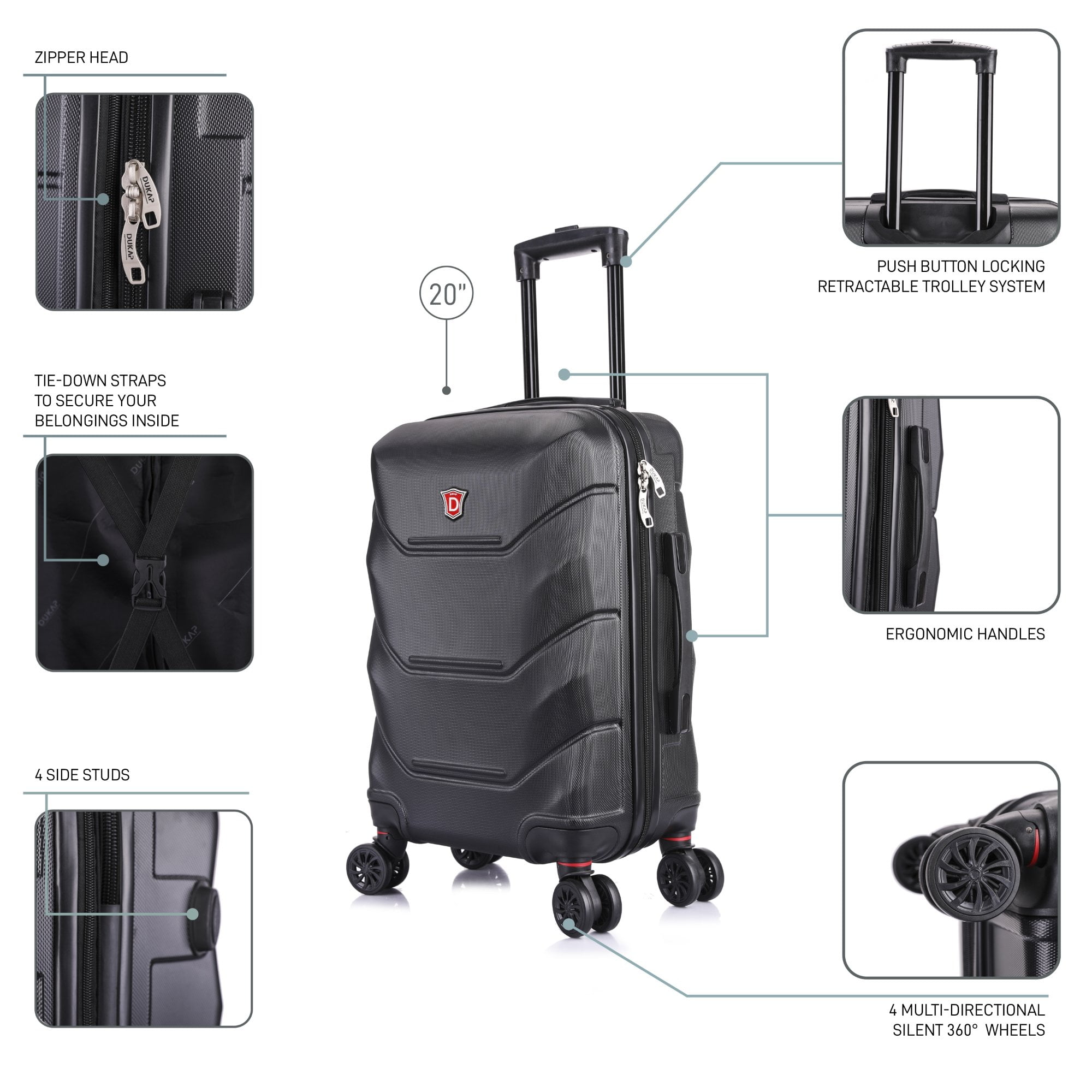 DUKAP Zonix 20" Lightweight Hardside Spinner Carry on Luggage