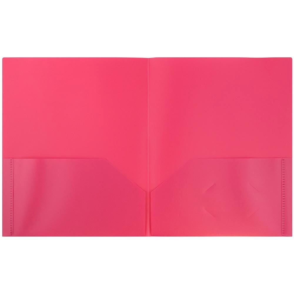 JAM Paper Plastic 2 Pocket POP Folders, School Folders, Fuchsia Hot Pink, Bulk 144/Box