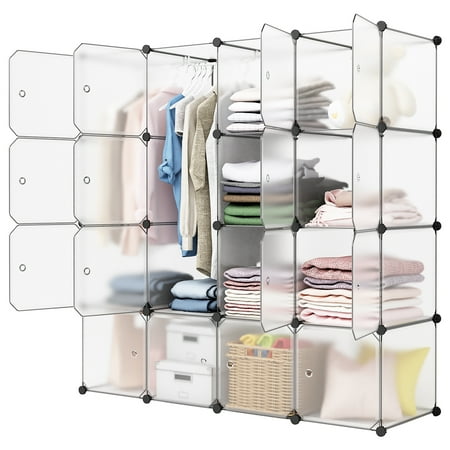 Organizer Plastic LANGRIA 16-Cube Modular Clothes Shelving Storage Organizer DIY Plastic Shoe Rack Cabinet Translucent ()