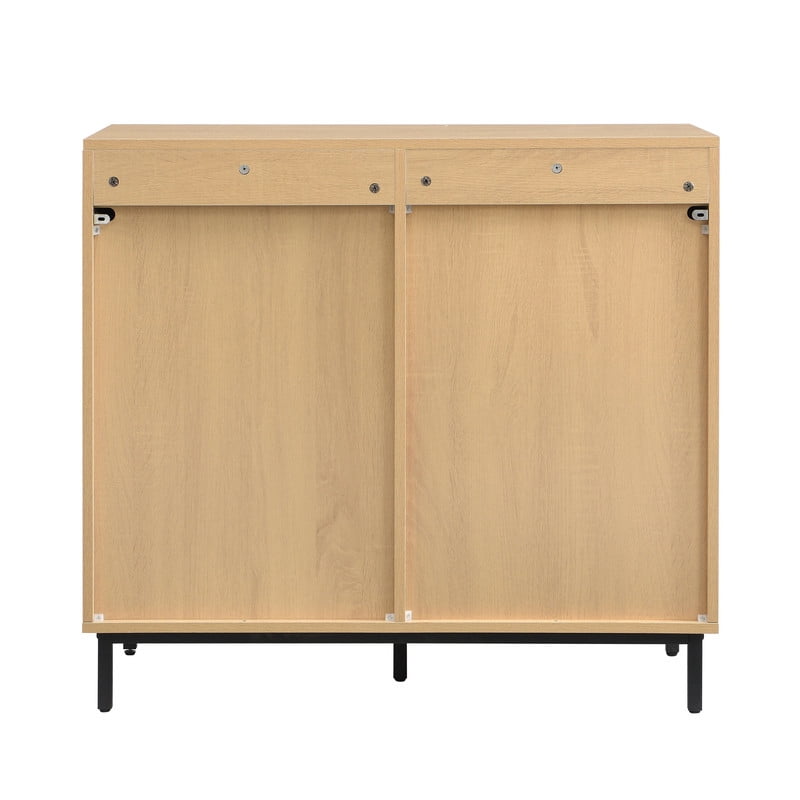 Euroco Sideboard Buffet Cabinet with Storage, Modern Storage Credenza Coffee Bar with 2 Doors for Kitchen Living Room,Entryway,Light Oak