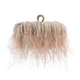 thumbnail image 4 of Bolso de piel de avestruz de lujo de moda, bolso de cena de alta sociedad europea y americana, bolso de cadena con anillo de diamantes y perlas, 4 of 6