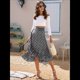 thumbnail image 4 of Falda Midi con Abertura y Volantes en el Bajo, con Nudo y Estampado Floral Bohemio para Mujer Negro XL, 4 of 9