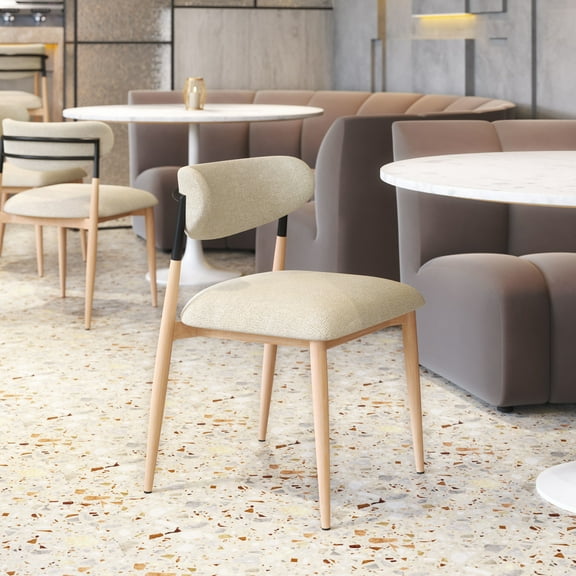 Equinox Armless Dining Chair Oyster Gray & Natural Dining Chair, Modern Style, Faux wood steel leg, Steel, Indoor Dining