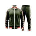 thumbnail image 2 of Men's Winter 2-Piece Casual Set, Fleece Baseball Jacket and Pants, Warm Sportswear Outfit For Cold Weather Outdoor Activities,Army Green,L, 2 of 9