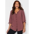 thumbnail image 2 of Catherines Women's Plus Size Georgette Buttonfront Tie Sleeve Cafe Blouse, 2 of 6