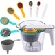 thumbnail image 1 of Juego de tazas y cucharas medidoras de 9 piezas, tazas medidoras de plástico con embudo líquido para cocinar en la cocina Feliz Sencillez, 1 of 5