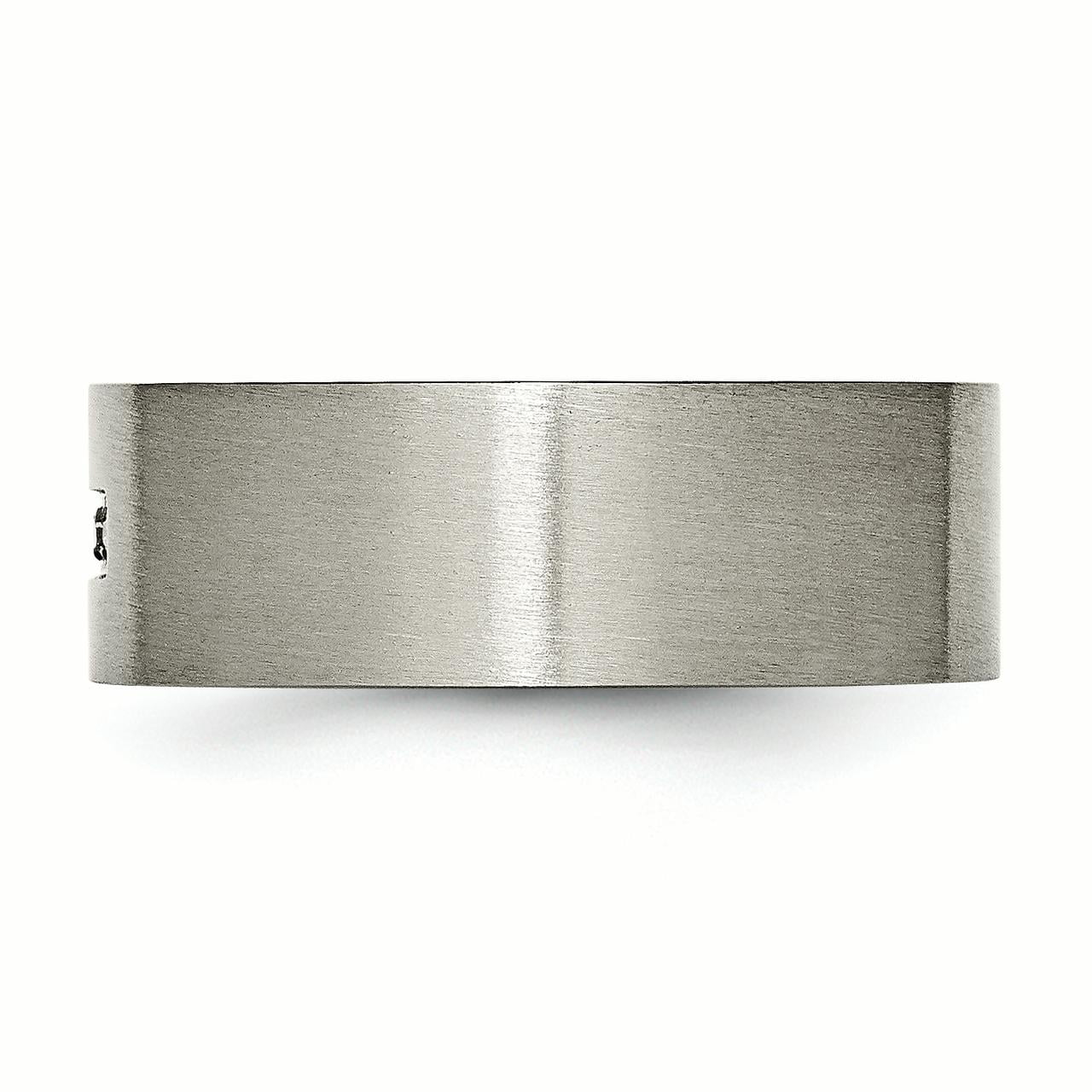 Diamond Cross Flat Band Ring 8 to 13 Size tw Saris and Things Titanium Brushed 0.07ct
