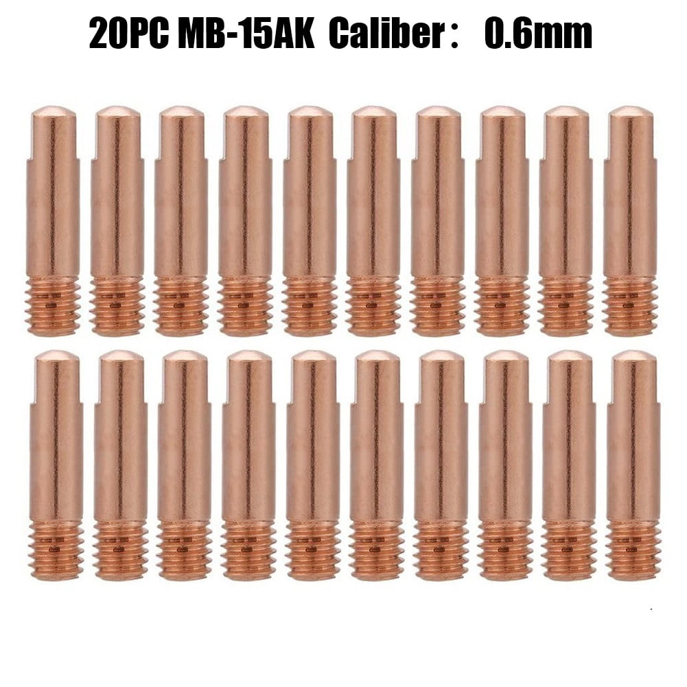 Fule 20PC Tip Gas Nozzle MB15AK M6*25mm Welding Torch Contact Contact Tip Gas Nozzle