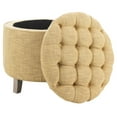 thumbnail image 3 of Safavieh Amelia Round Upholstered Storage Ottoman, Gold, 3 of 9