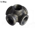 thumbnail image 4 of 2 pcs 1/2 3/4 1 inch Black self colour malleable iron pipe fittings Black cast Iron threaded pipe 3/4/5/6 way side outlet elbow, 4 of 5